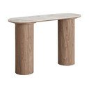 Bēšs/dabīga toņa konsoles galds ar marmora imitācijas galda virsmu 40x120 cm Athens – House Nordic