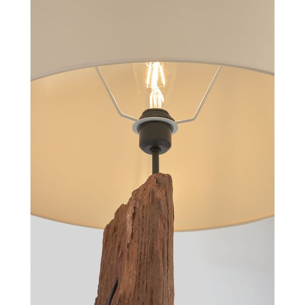 Balta/brūna stāvlampa ar auduma abažūru (augstums 175 cm) Powell – Kave Home-image-2