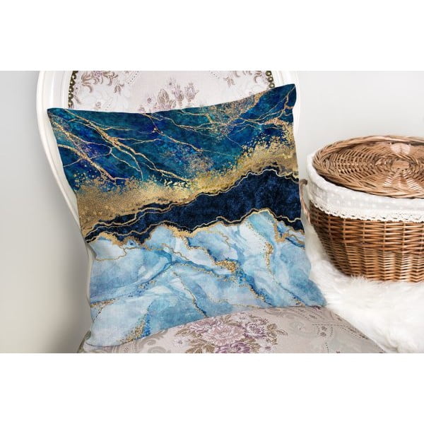 Spilvendrāna Minimalist Cushion Covers Marble With Blue, 45 x 45 cm-image-2