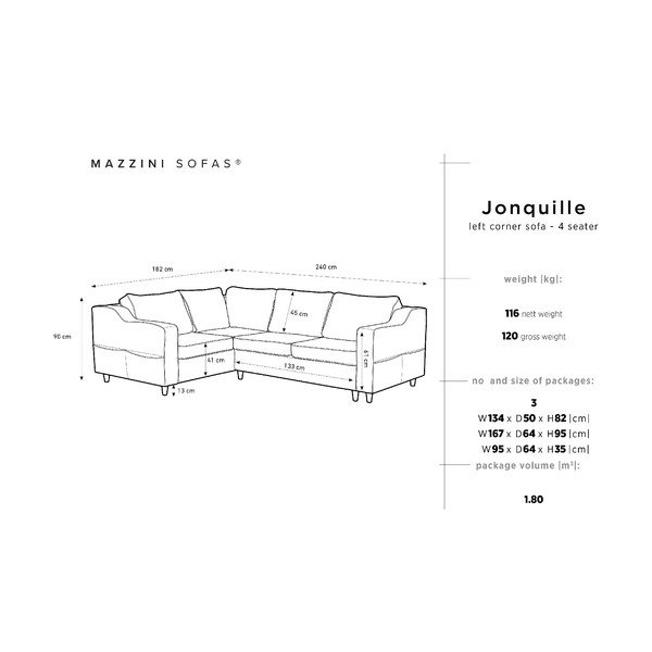 Mazzini Sofas Jonquille dīvāns, tumši brūns, kreisais stūris-image-3