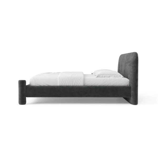 Tumši pelēka polsterēta divvietīga gulta ar redelēm 160x200 cm Vera – Micadoni -image-3