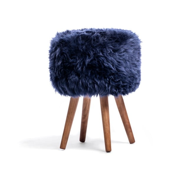Krēsls ar tumši zilu aitādas sēdekli Royal Dream, ⌀ 30 cm