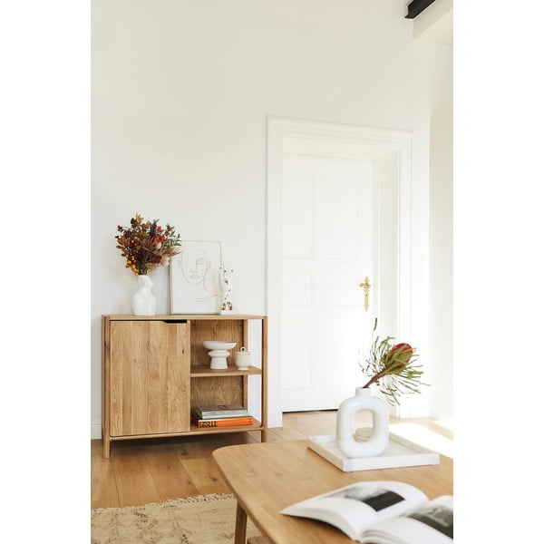 Dabīga toņa ozola masīvkoka skapītis 95x80 cm Twig – The Beds-image-4