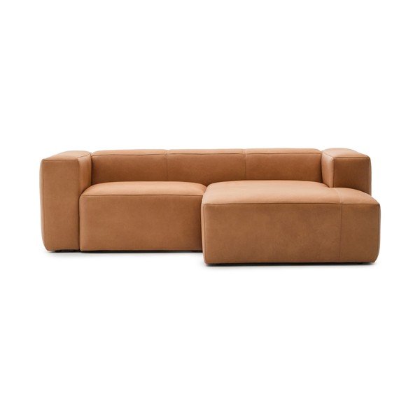 Brūns ādas stūra dīvāns (ar labo stūri/ar zvilni) Blok – Kave Home