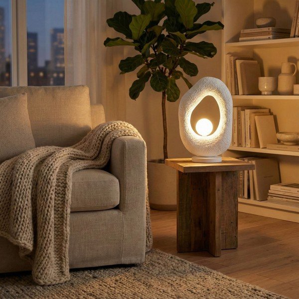 Balta metāla galda lampa (augstums 50 cm) Lore – Opviq lights-image-1