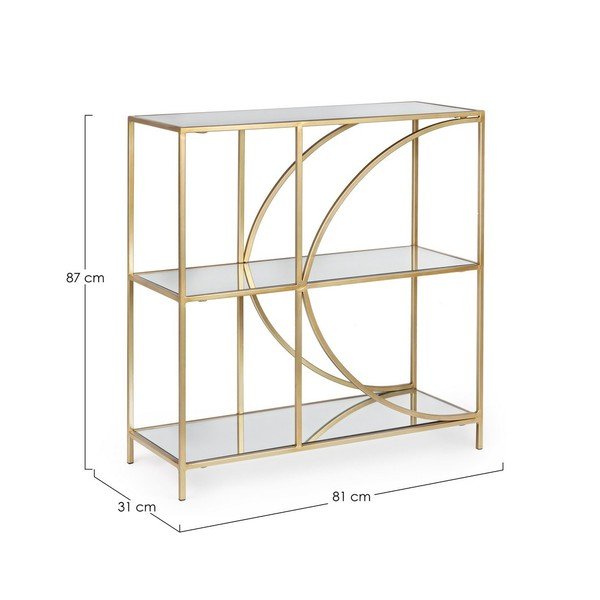 Zelta krāsas tērauda grāmatplaukts 81x87x31 cm Elenor – Bizzotto-image-3