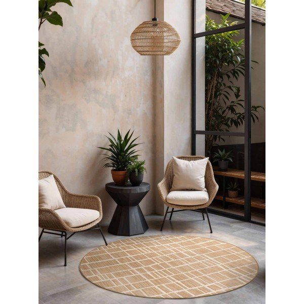 Krēmkrāsas/dabīga toņa apaļš iekštelpu un āra paklājs ø 160 cm Haringey Crouch – Ted Baker-image-1