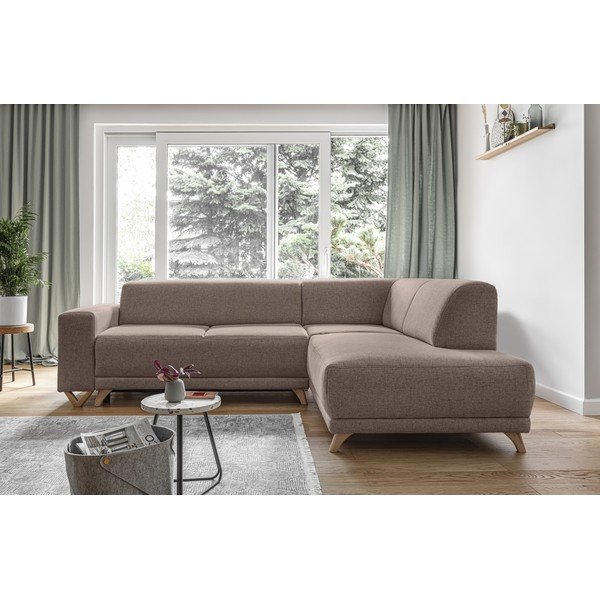Brūns salokāms/ar uzglabāšanas vietu stūra dīvāns (ar labo stūri/L veida) Classy Sophie – Miuform-image-1