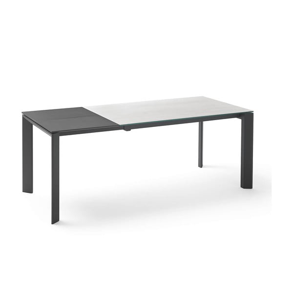 Pelēks un melns izvelkamais pusdienu galds Lisa Snow, garums 140/200 cm