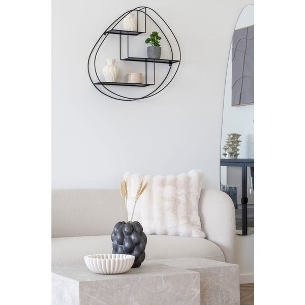 Melns daudzlīmeņu metāla sienas plaukts 60 cm Wrexham – House Nordic-image-1