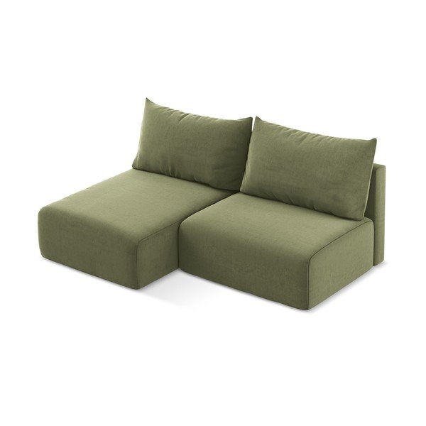 Zaļš samta salokāms stūra dīvāns ar uzglabāšanas vietu (ar kreiso stūri/ar zvilni) Kalena – Makamii-image-3