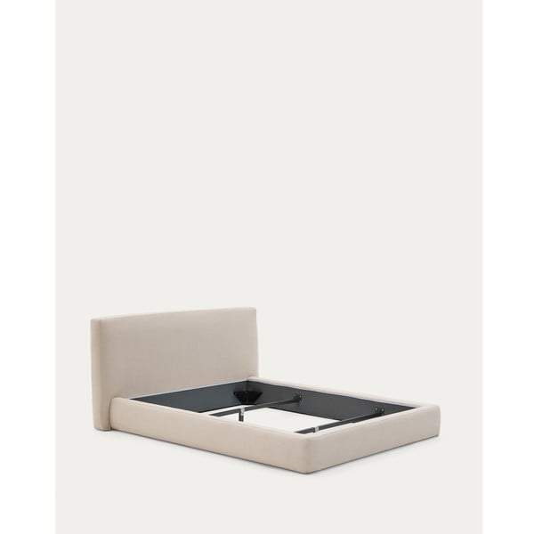 Bēša polsterēta vienvietīga gulta bez režģa 90x200 cm Blok – Kave Home-image-2