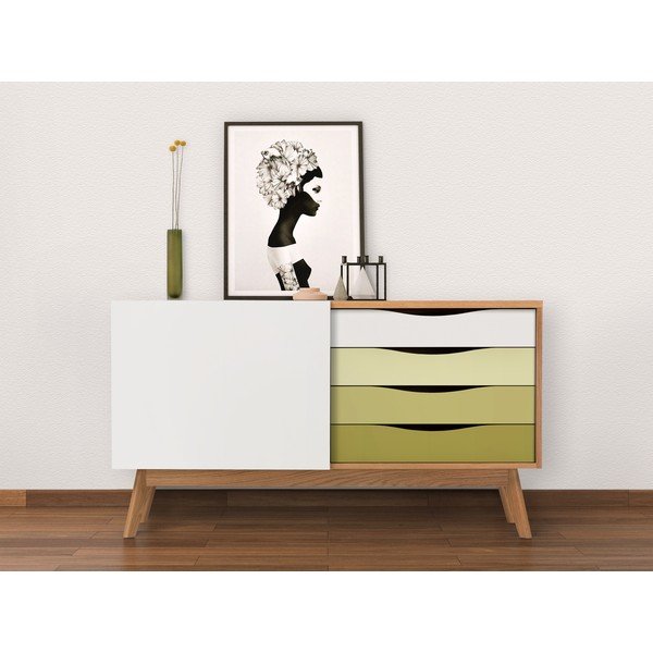 Kumode ar zaļām atvilktnēm Woodman Avon-image-1