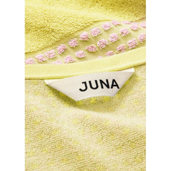 Dzeltens/rozā frotē dvielis no organiskās kokvilnas  70x140 cm Check – JUNA-image-1