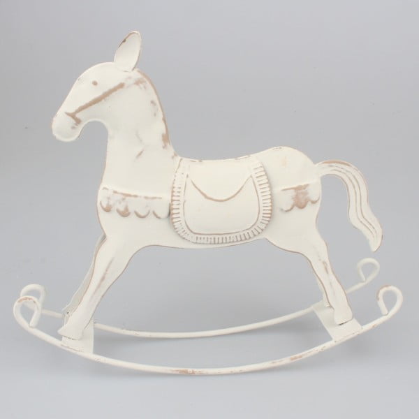 Balta metāla dekoratīvs zirgs Dakls, augstums 16 cm