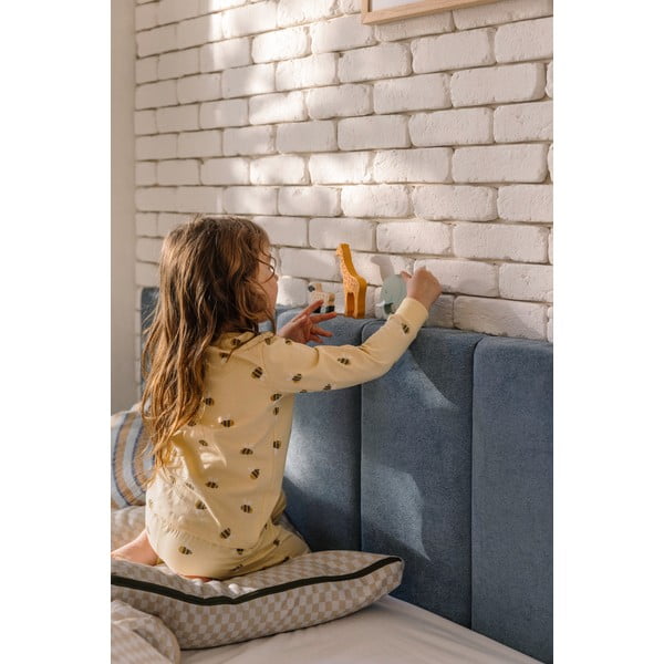 Zila polsterēta divvietīga gulta ar veļas kasti un redelēm 160x200 cm Thessa Bold Line – Bonami Selection-image-3