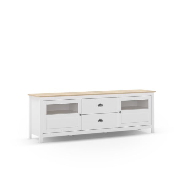 Balts priedes masīvkoka TV galdiņš 180x59 cm Misti – Marckeric-image-4