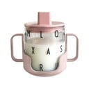 Rozā bērnu krūze Design Letters Grow With Your Cup