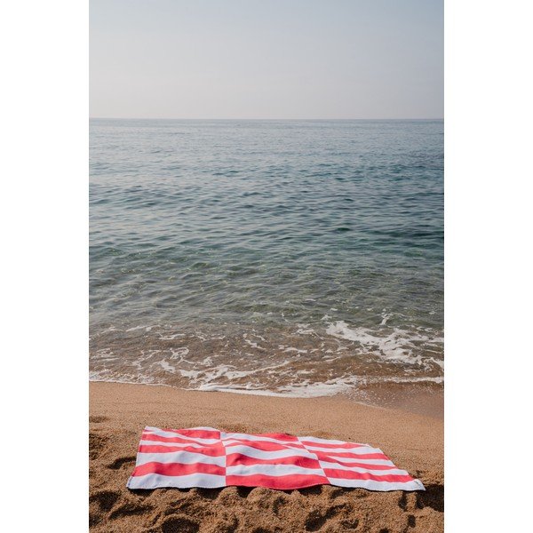 Sarkans/gaiši zils kokvilnas pludmales dvielis 100x160 cm Su – noo.ma-image-1