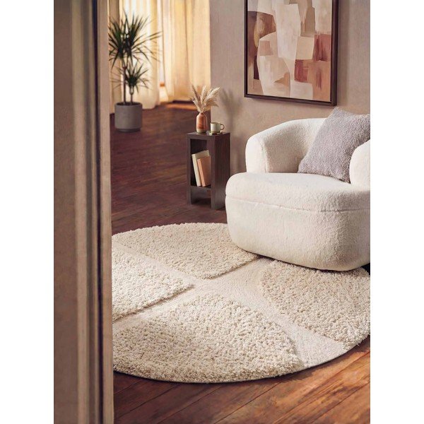 Krēmkrāsas ar rokām darināts apaļš paklājs ø 160 cm Lambeth Jasper – Ted Baker-image-1