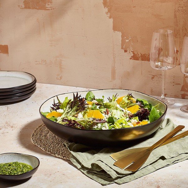 Melna/bēša akmensmasas bļoda ø 32 cm Lunar – Salt&Pepper-image-1