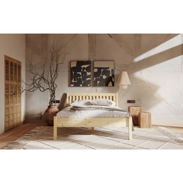 Dabīga toņa priedes masīvkoka vienvietīga gulta 90x200 cm Tonja – Olivia Living-image-1