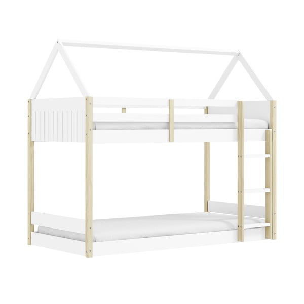 Balta/dabīga toņa bērnu gulta mājas formā/divstāvu 90x190 cm Valka – Marckeric-image-4