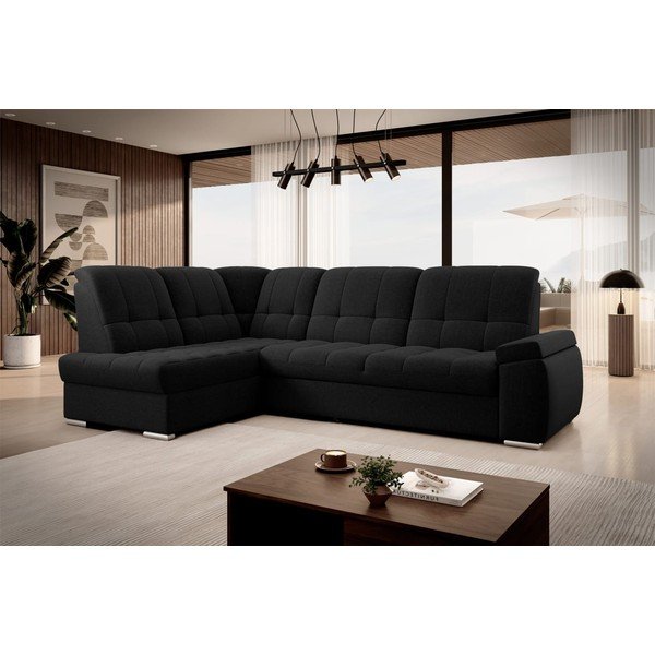 Melns salokāms/ar uzglabāšanas vietu stūra dīvāns (ar kreiso stūri/L veida) Sado – ELTAP-image-4