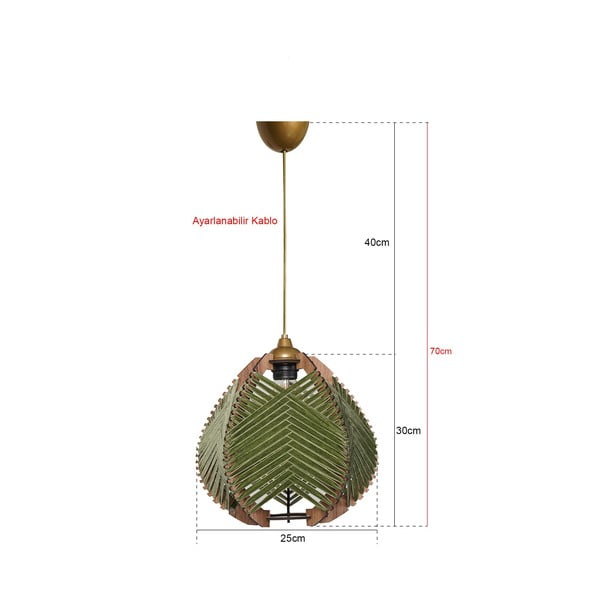 Tumši zaļa/dabīga toņa piekaramā lampa ar auduma abažūru ø 25 cm Yola – Opviq lights-image-2