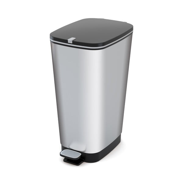 Sudraba krāsas plastmasas atkritumu tvertne ar pedāli 45 l Chic Bin – KIS