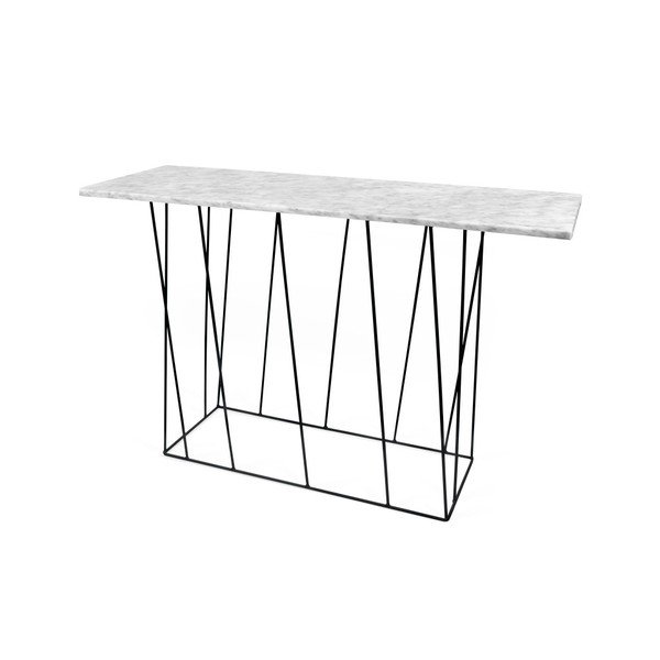 Balts marmora konsoles galds ar melnām kājām TemaHome Helix, 40 x 120 cm-image-1