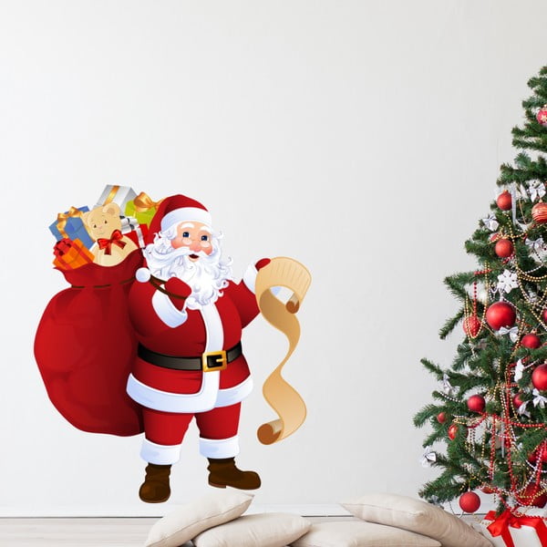 Ziemassvētku uzlīmes Ambiance Santa Claus un dāvanu saraksts