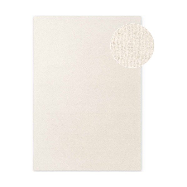 Krēmkrāsas ar rokām darināts vilnas paklājs 140x200 cm Puristic Knots – Elle Decoration