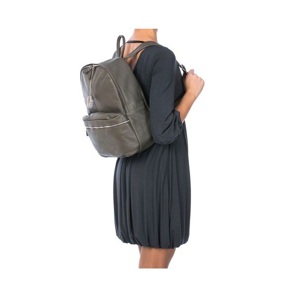 Pelēka īstas ādas mugursoma Federica Bassi Sio-image-1