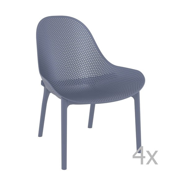 4 dārza atpūtas krēslu komplekts zili pelēkas krāsas Resol Sky