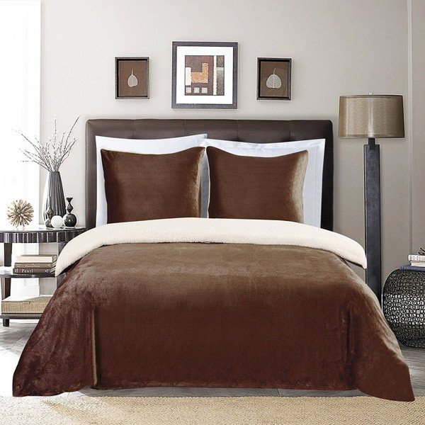 Brūna mikrošķiedras divvietīga gultas veļa 200x200 cm Teddy – AmeliaHome-image-1