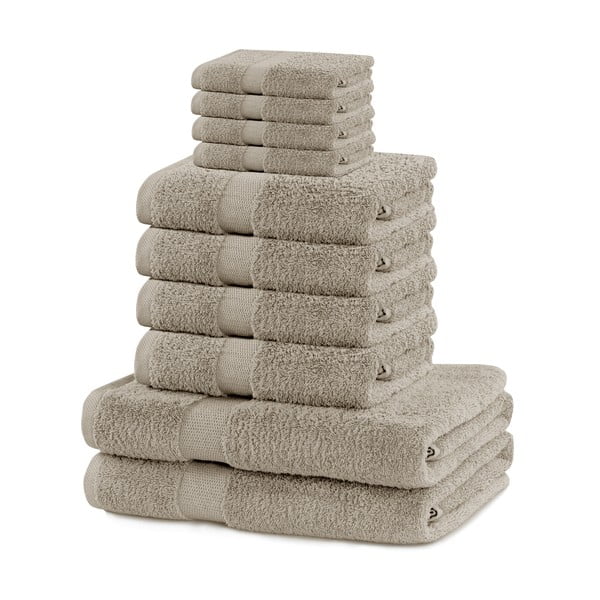 Bēši frotē kokvilnas dvieļi komplektā (10 gab.) Marina – DecoKing