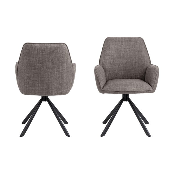 Gaiši pelēki polsterēti ēdamistabas krēsli ar roku balstiem (2 gab.) Glenda – Actona-image-2