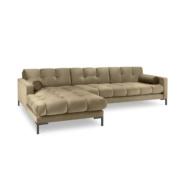 Bēšs samta stūra dīvāns Cosmopolitan Design Bali, kreisais stūris-image-2