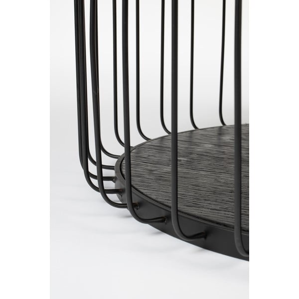 Melns žurnālgaldiņš ar stikla virsmu White Label Lance, ø 60 cm-image-3