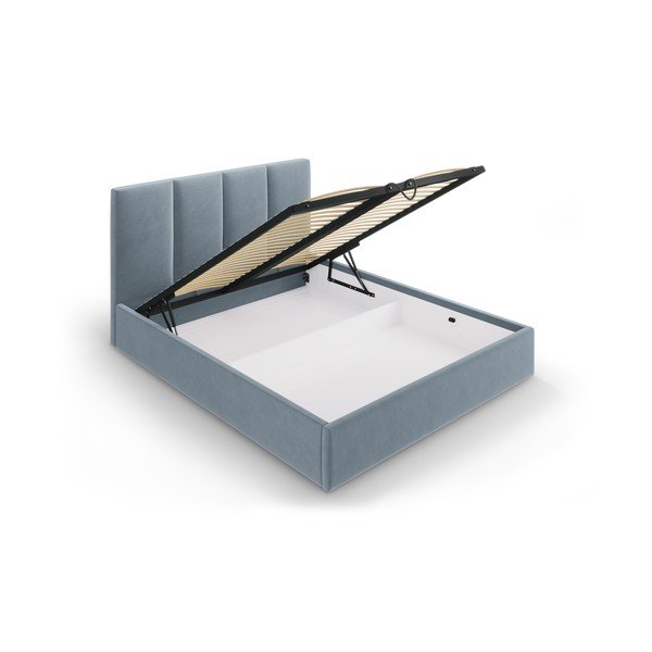 Gaiši zila samta divguļamā gulta Mazzini Beds Juniper, 180 x 200 cm-image-3