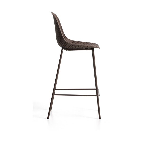 Brūns metāla/plastmasas dārza bāra krēsls Quinby – Kave Home-image-4