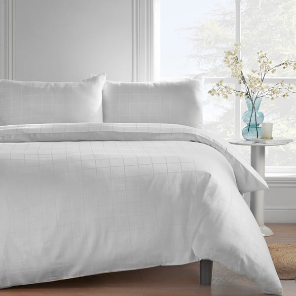 Balta divguļamā gultas veļa 200x200 cm Rich Woven Check – Catherine Lansfield