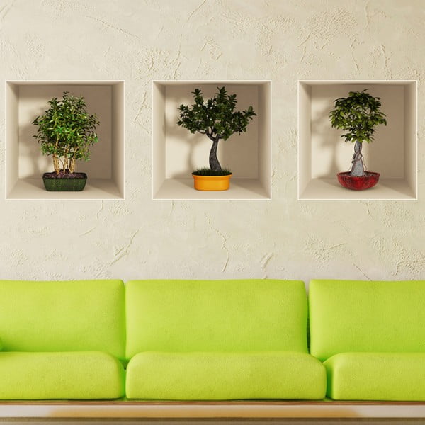 3 uzlīmju komplekts ar 3D efektu Ambiance Bonsai Trees-image-1