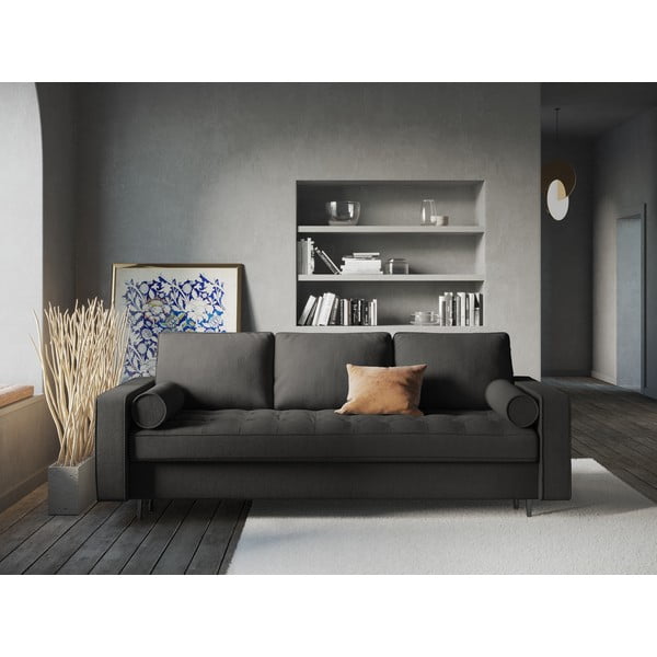 Tumši pelēks izvelkamais dīvāns ar veļas kasti Milo Casa Santo-image-1
