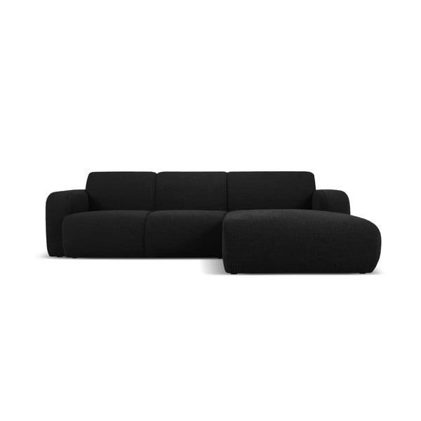 Melns stūra dīvāns no buklē auduma (ar labo stūri) Molino – Micadoni Home