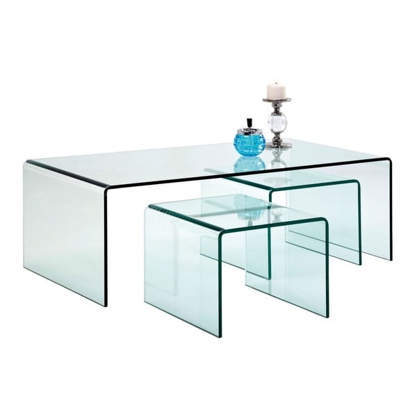 3 stikla kafijas galdiņu komplekts Kare Design Clear Club