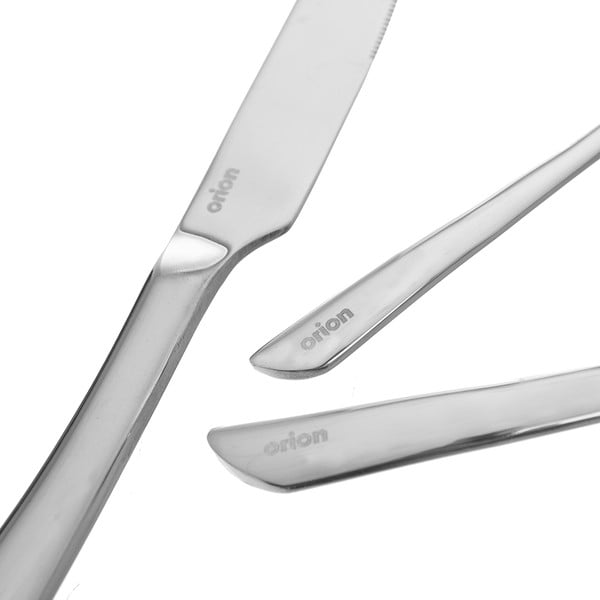 Sudraba krāsas nerūsējošā tērauda galda piederumi (24 gab.) Shape – Orion-image-4