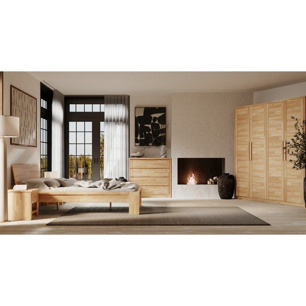 Dabīga toņa ozola masīvkoka zema kumode 105x96 cm Timo – Olivia Living-image-3