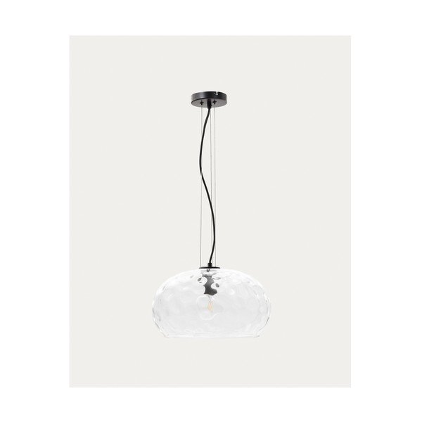 Melna piekaramā lampa ar stikla abažūru ø 40 cm Balma – Kave Home-image-4